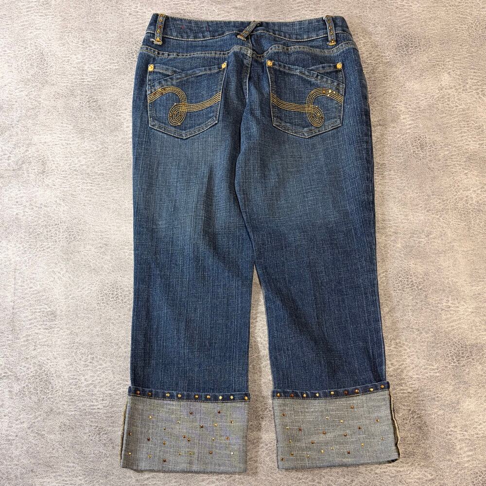 Y2k Embellished Cuffed Denim Capris